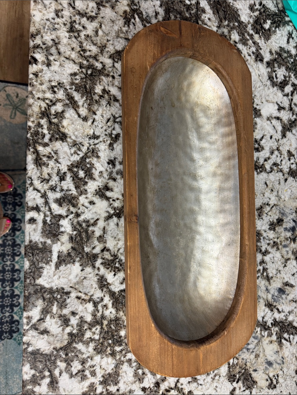 Kirkland Signature Wood and Silver Oval Vanity Tray